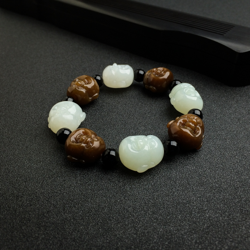 俄罗斯和田玉罗汉头手串 - 红掌柜