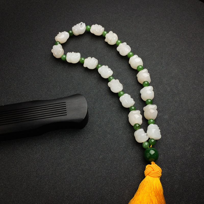 天然山料和田白玉十八罗汉手持 - 红掌柜