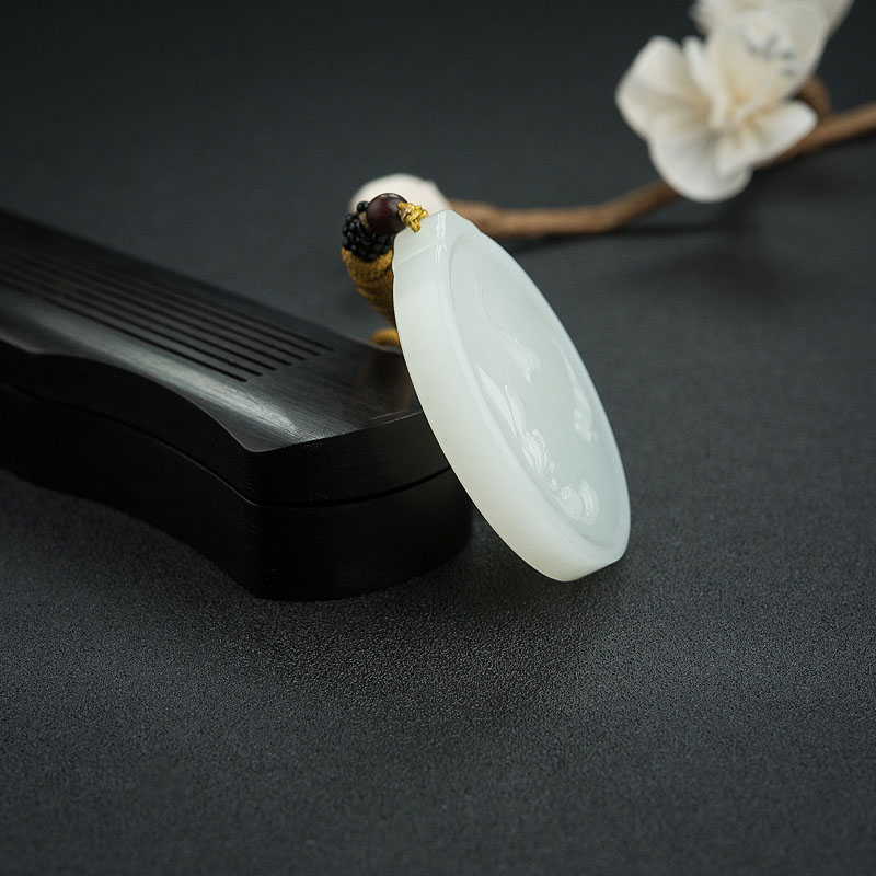 俄罗斯和田青白玉连年有余吊坠 - 红掌柜