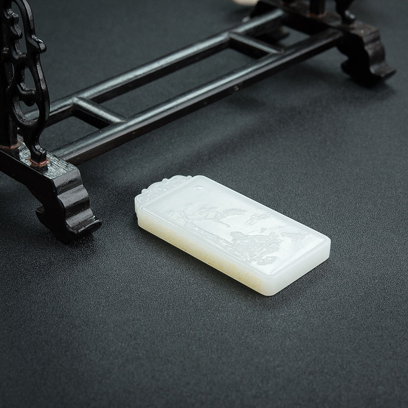 俄罗斯和田玉湖光山色吊坠 - 红掌柜