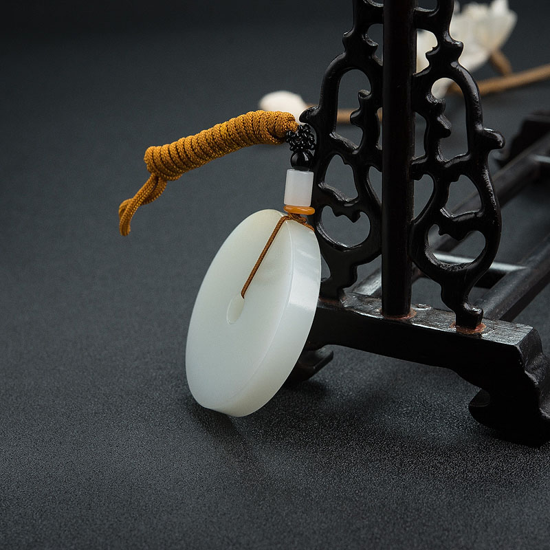 俄罗斯和田青白玉平安扣吊坠 - 红掌柜