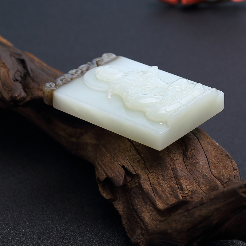 俄料和田玉观音牌吊坠 - 红掌柜