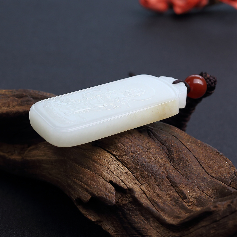 天然俄料白玉山料观音牌吊坠 - 红掌柜