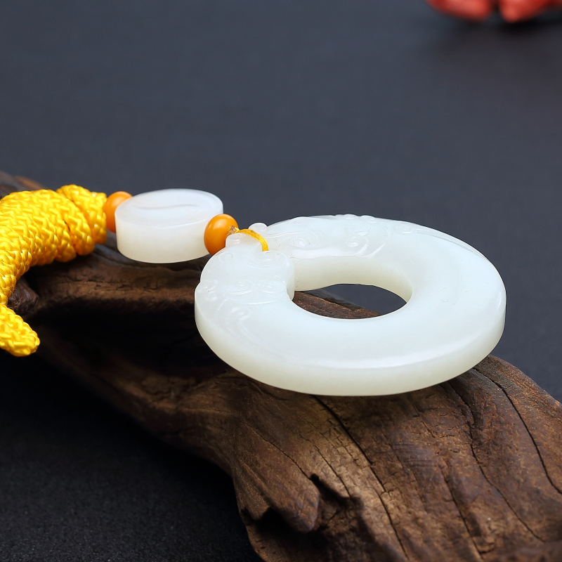 俄料青白玉双龙扣吊坠 - 红掌柜