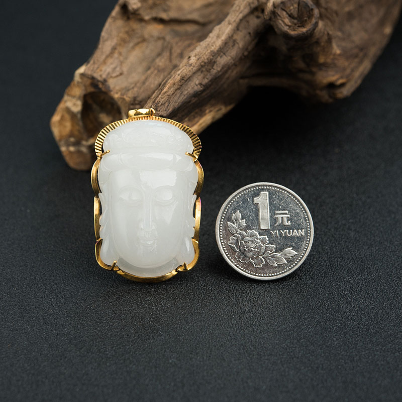 青海和田白玉观音吊坠 - 红掌柜