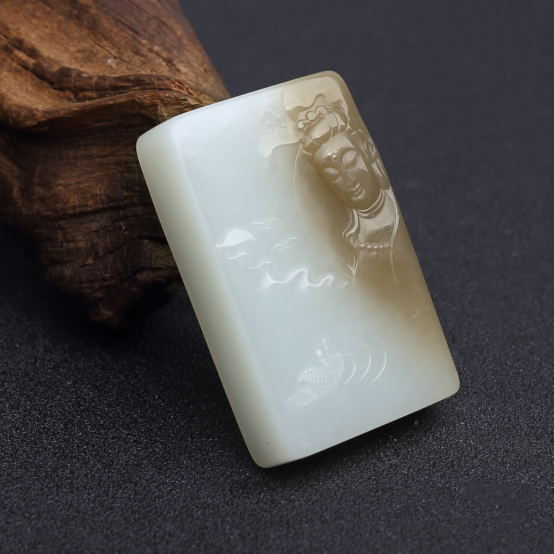 和田玉山料观音吊坠-红掌柜