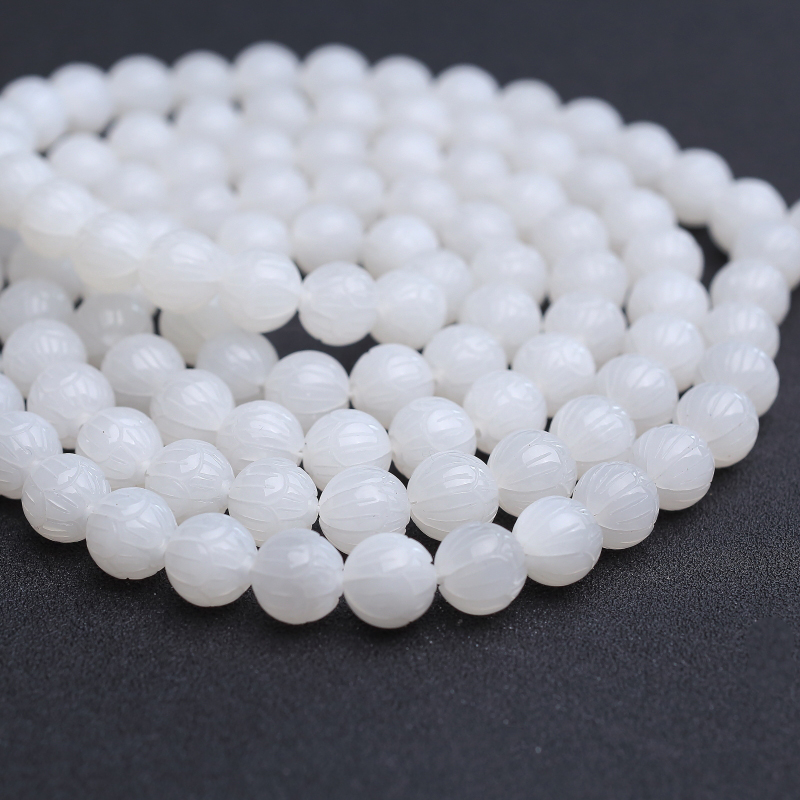 俄料白玉莲花108佛珠-红掌柜