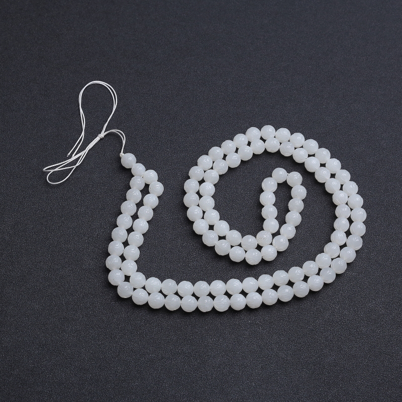 白玉山料莲花108佛珠-红掌柜