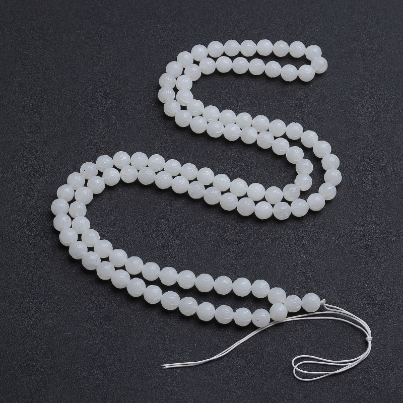 白玉莲花108佛珠-红掌柜