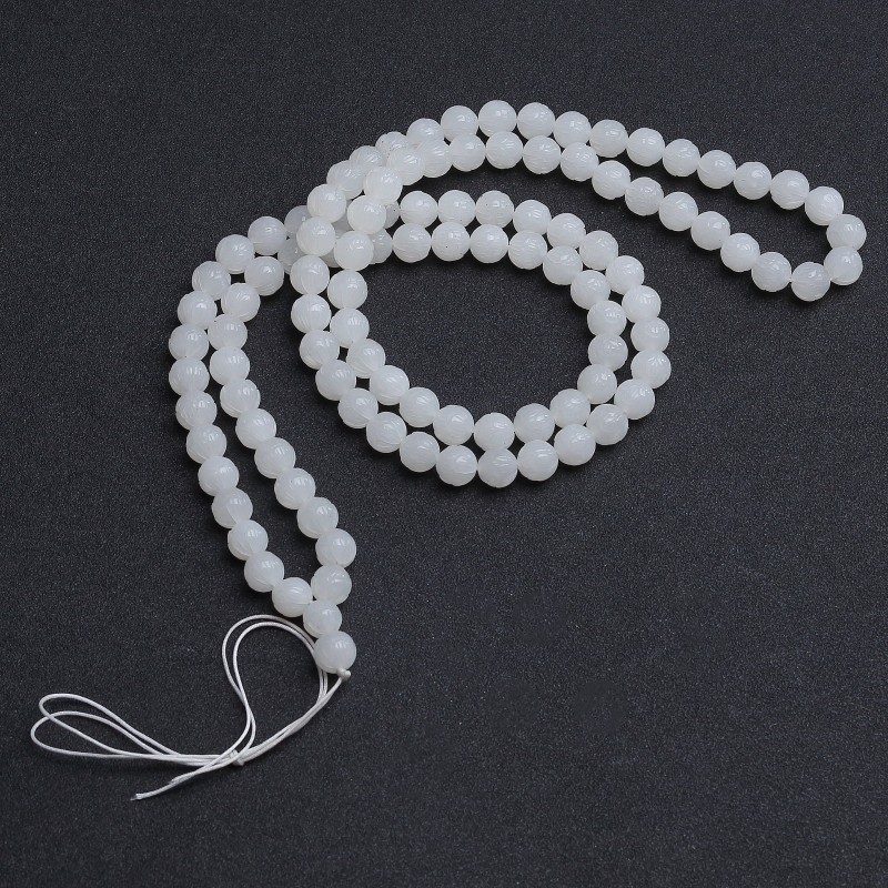 俄料白玉莲花108佛珠-红掌柜