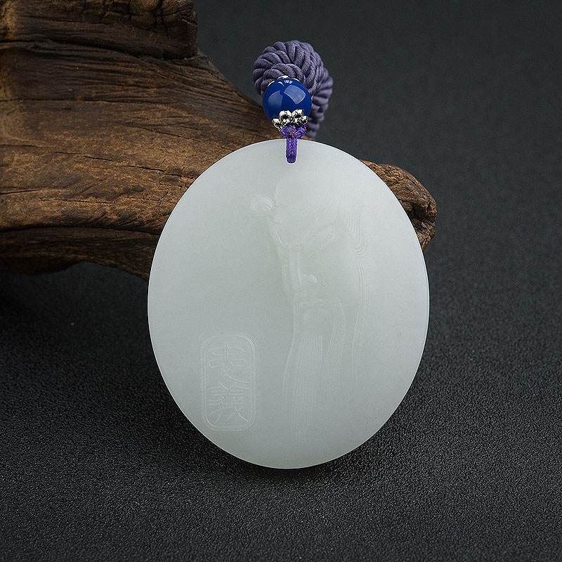 俄料白玉关公吊坠-红掌柜