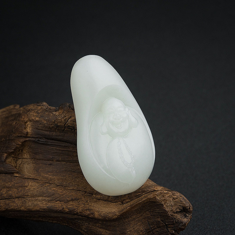 天然和田玉弥勒佛挂件-红掌柜