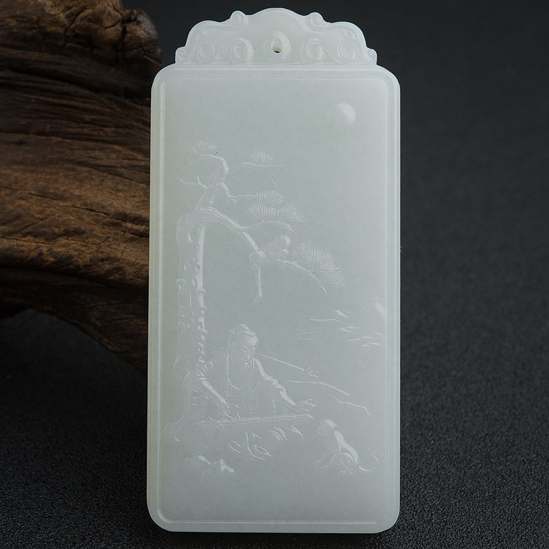 和田玉湖光山色吊坠-红掌柜