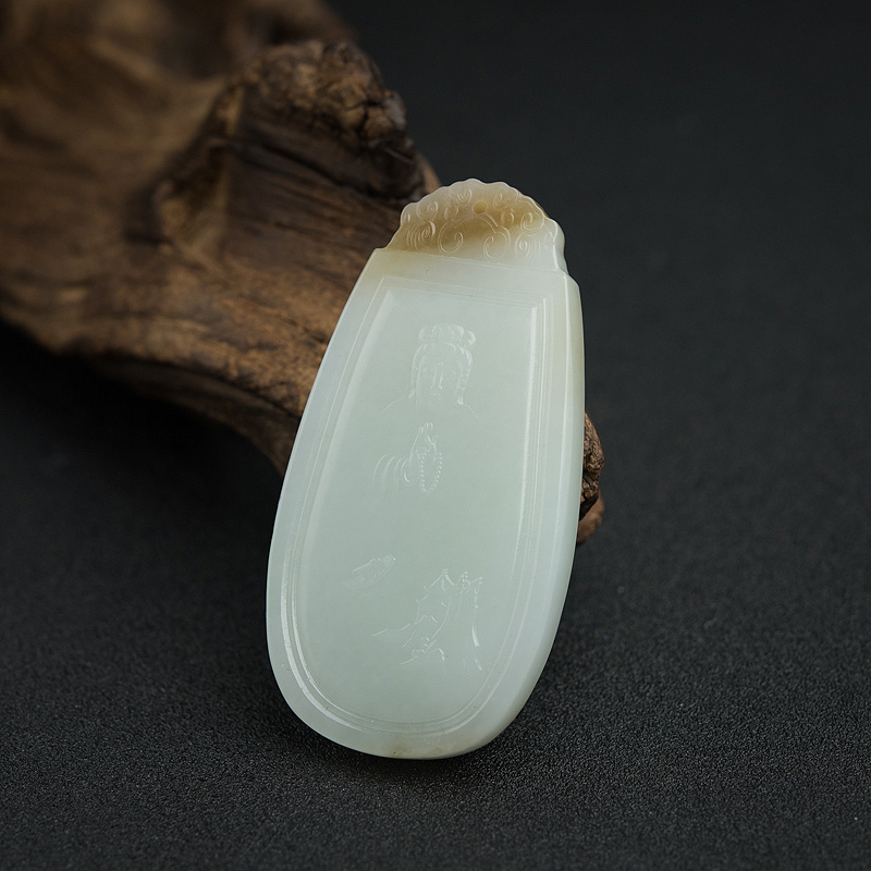 和田玉山料观音吊坠-红掌柜