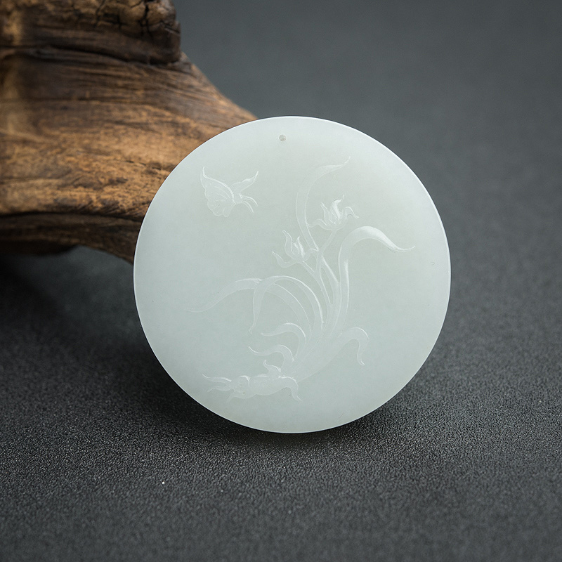 天然白玉山料梅兰竹菊圆牌套装-红掌柜