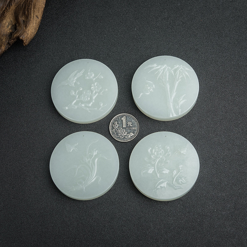 白玉山料圆牌套装-红掌柜