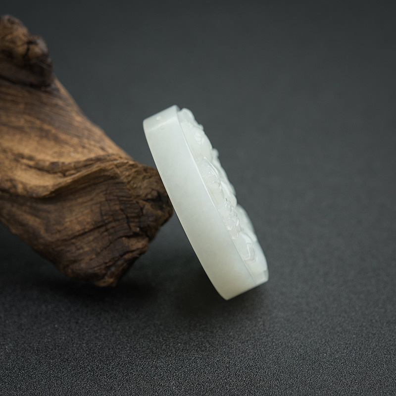 俄罗斯山料和田青白玉观音吊坠 - 红掌柜"