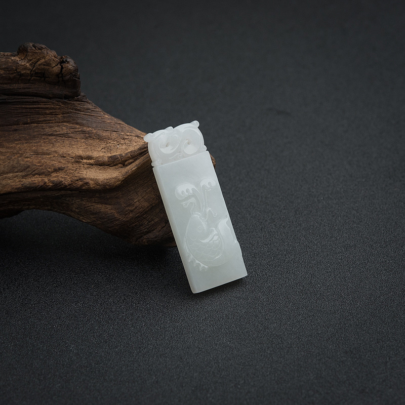 山料白玉鲤鱼吊坠-红掌柜