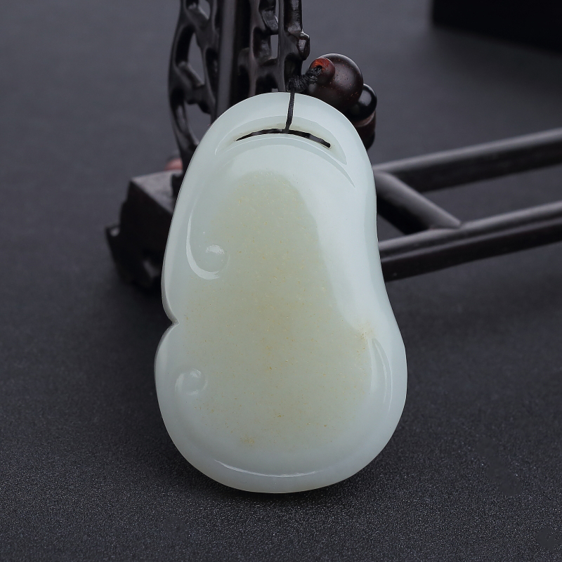 俄料天然青白玉如意手把件-红掌柜