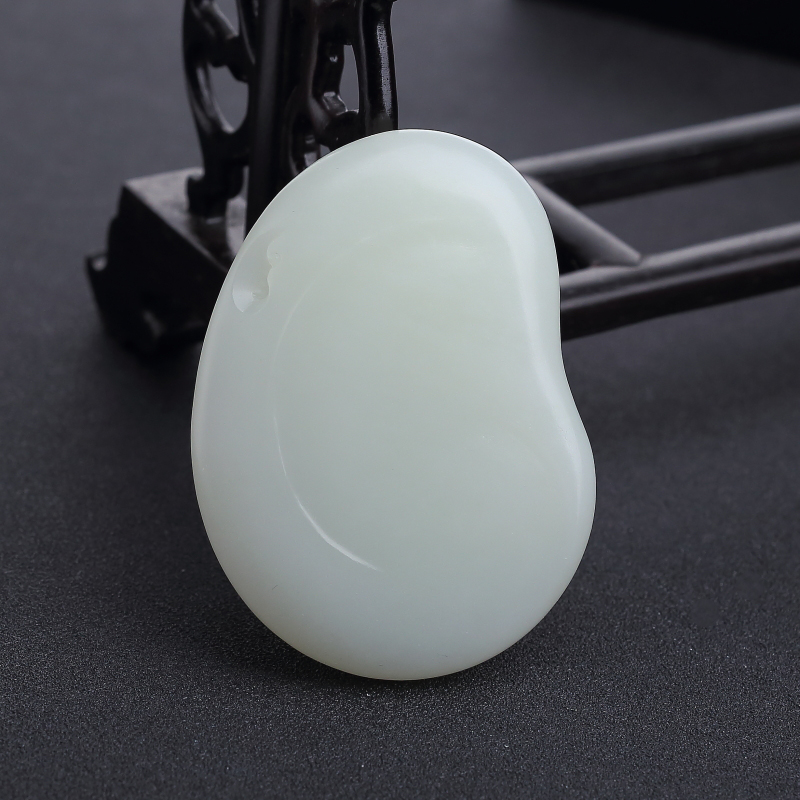 俄料天然青白玉龙头吊坠-红掌柜