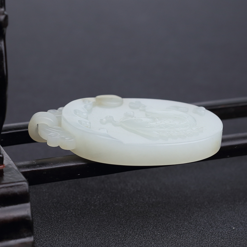 俄料天然青白玉山料吊坠-红掌柜