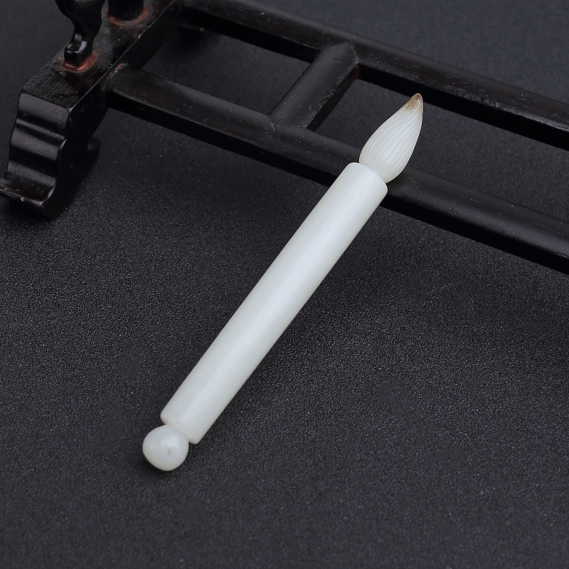 俄料天然白玉山料毛笔吊坠-红掌柜