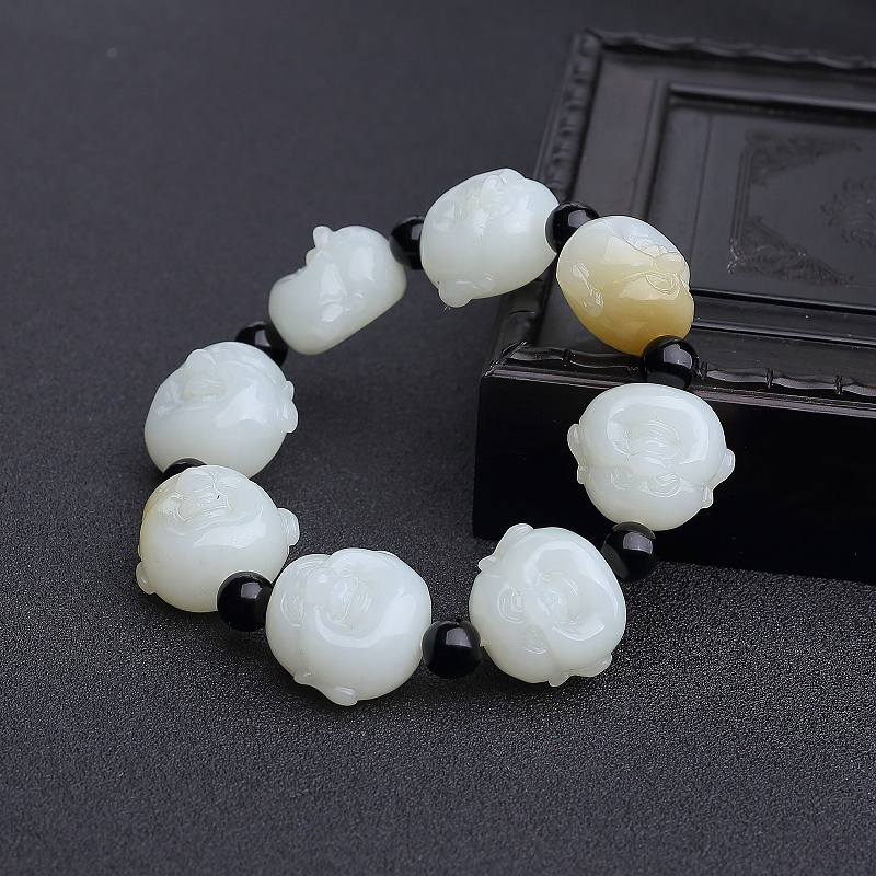 天然白玉山料佛头手串-红掌柜