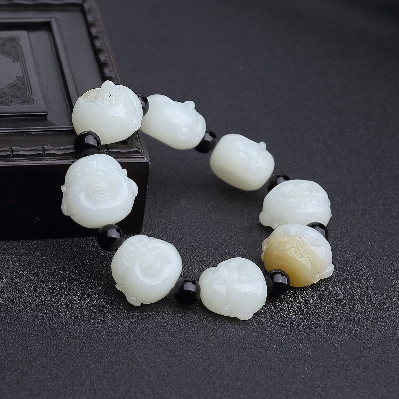 俄料白玉山料佛头手串-红掌柜