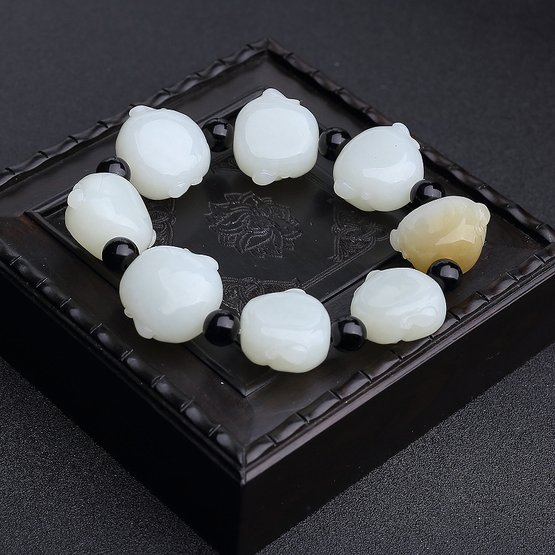 俄料天然白玉山料手串-红掌柜