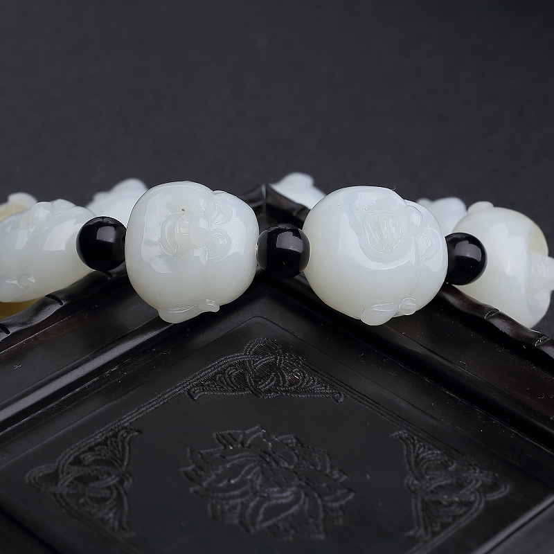 白玉山料佛头手串-红掌柜