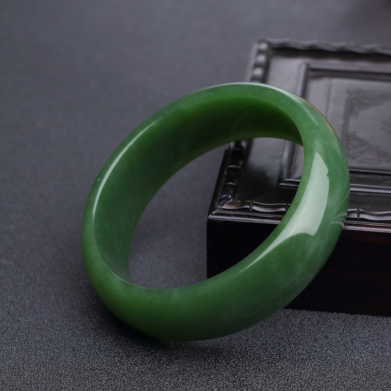 俄料碧玉山料扁镯-红掌柜