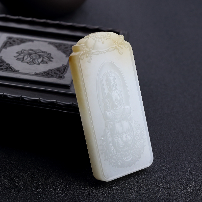 俄料白玉山料文殊菩萨吊坠-红掌柜