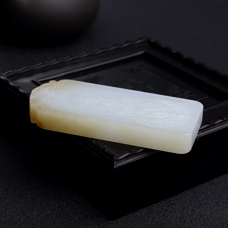 白玉山料文殊菩萨吊坠-红掌柜