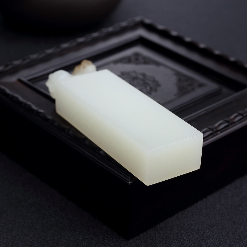 俄料天然白玉山料印章-红掌柜