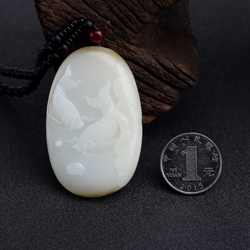 俄料白玉年年有余吊坠-红掌柜