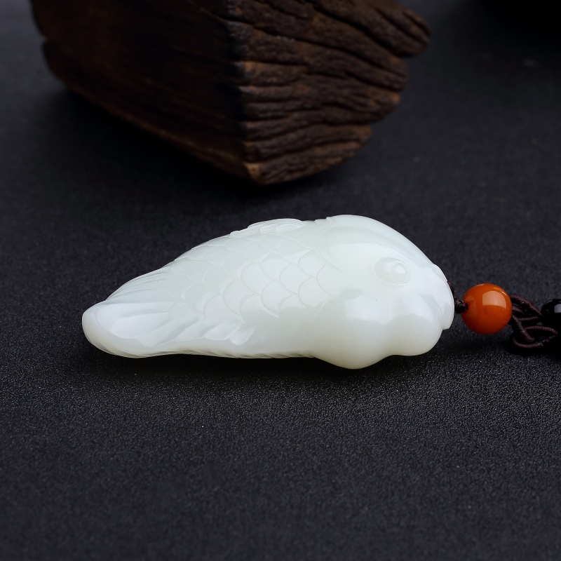 俄料天然白玉山料手把件-红掌柜