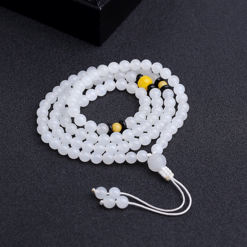 俄料白玉山料108佛珠-红掌柜