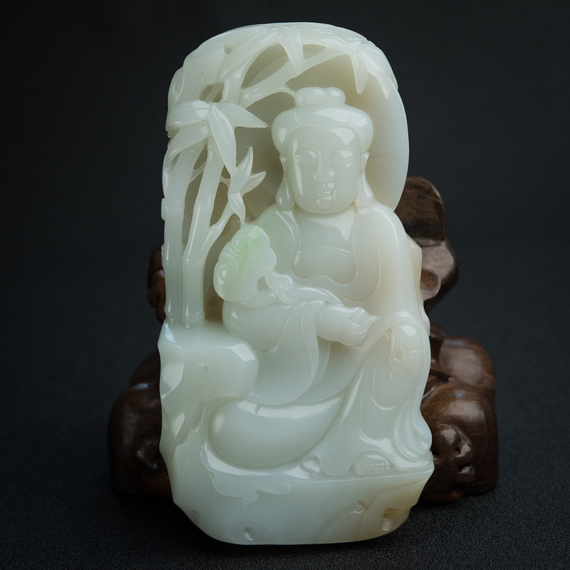 俄料和田玉观音摆件-红掌柜
