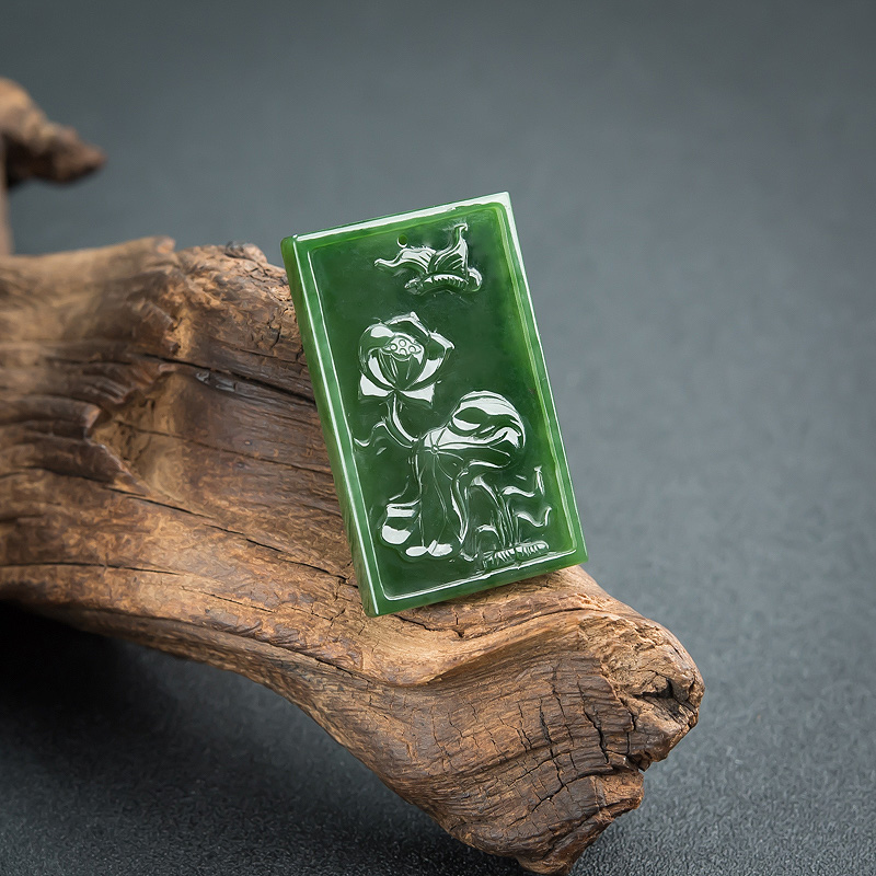 天然碧玉蝶恋花吊坠-红掌柜