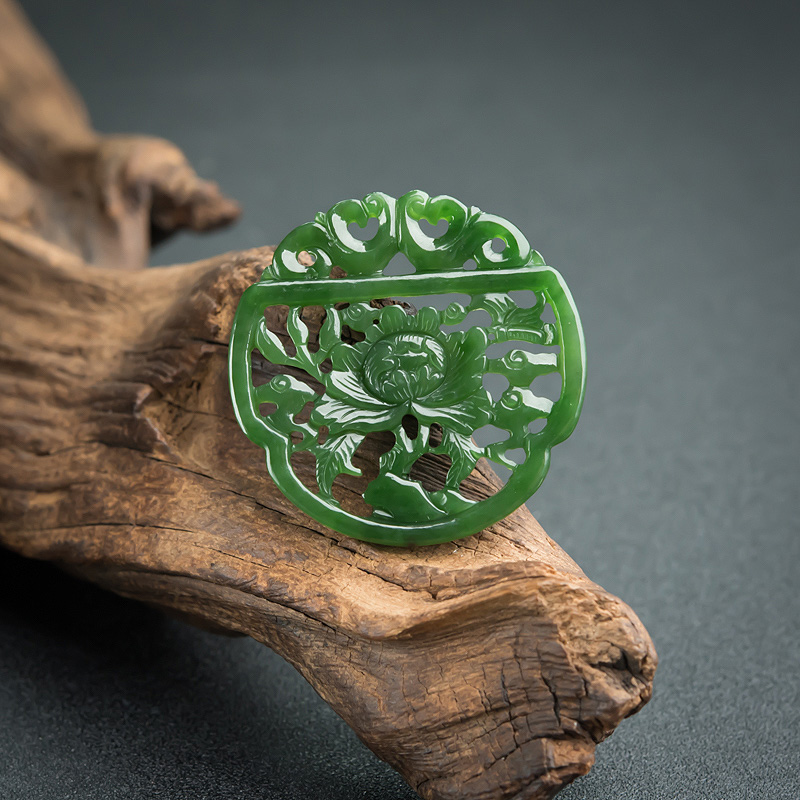 碧玉牡丹花吊坠-红掌柜