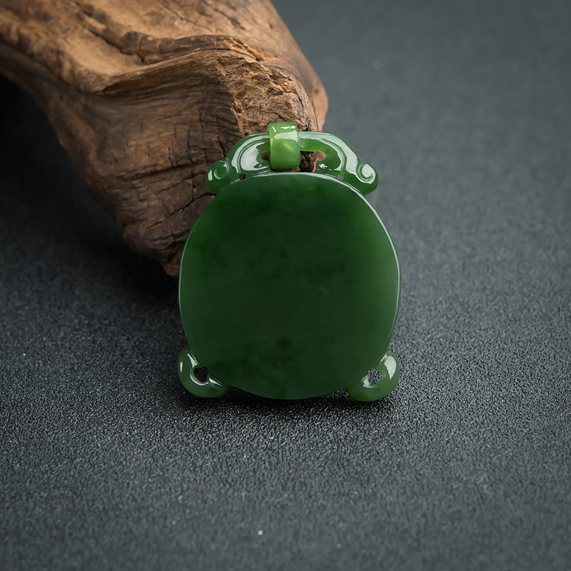 俄料山料碧玉平安牌吊坠-红掌柜