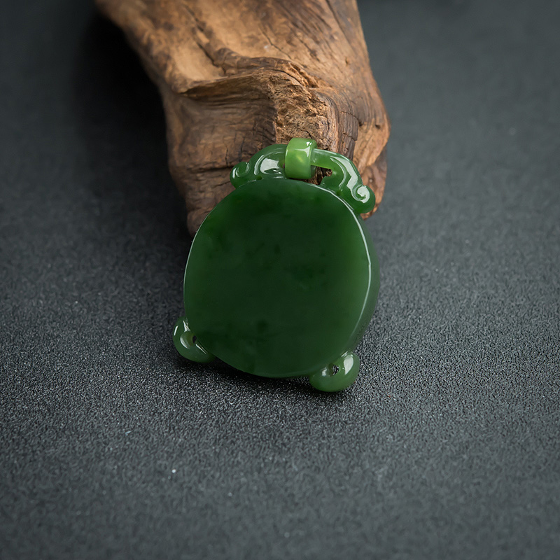 俄料碧玉平安牌吊坠-红掌柜