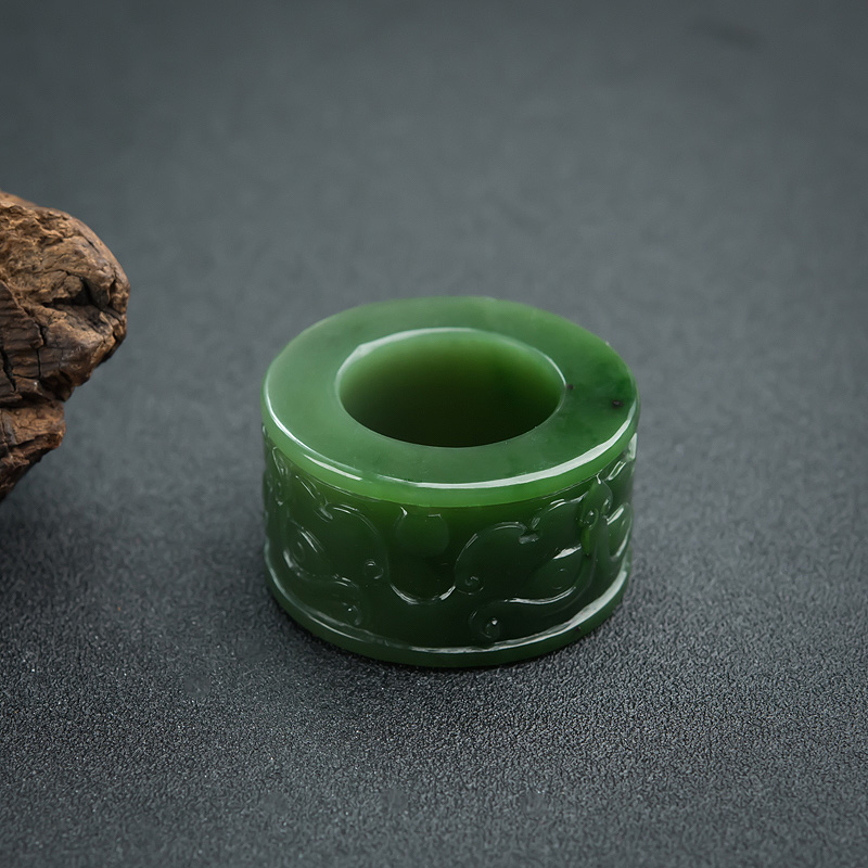 山料碧玉扳指-红掌柜