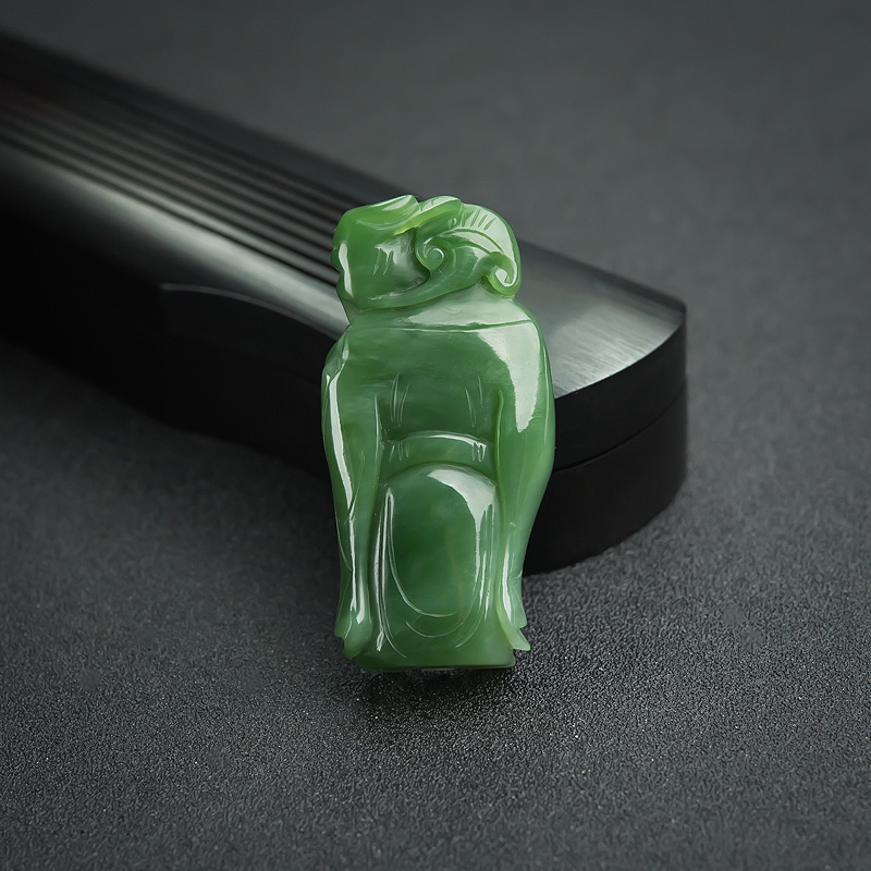 俄料碧玉山料寿公吊坠-红掌柜