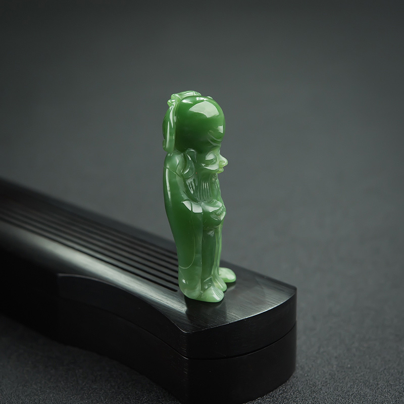 俄料山料碧玉寿公吊坠-红掌柜