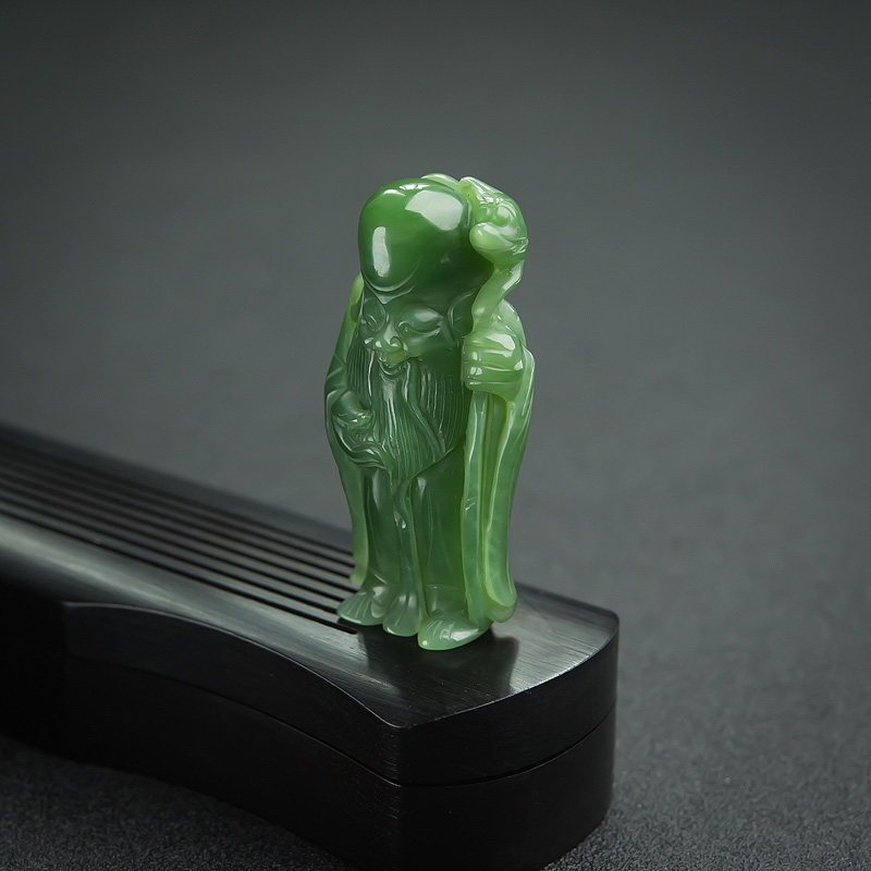 山料俄料碧玉寿公吊坠-红掌柜