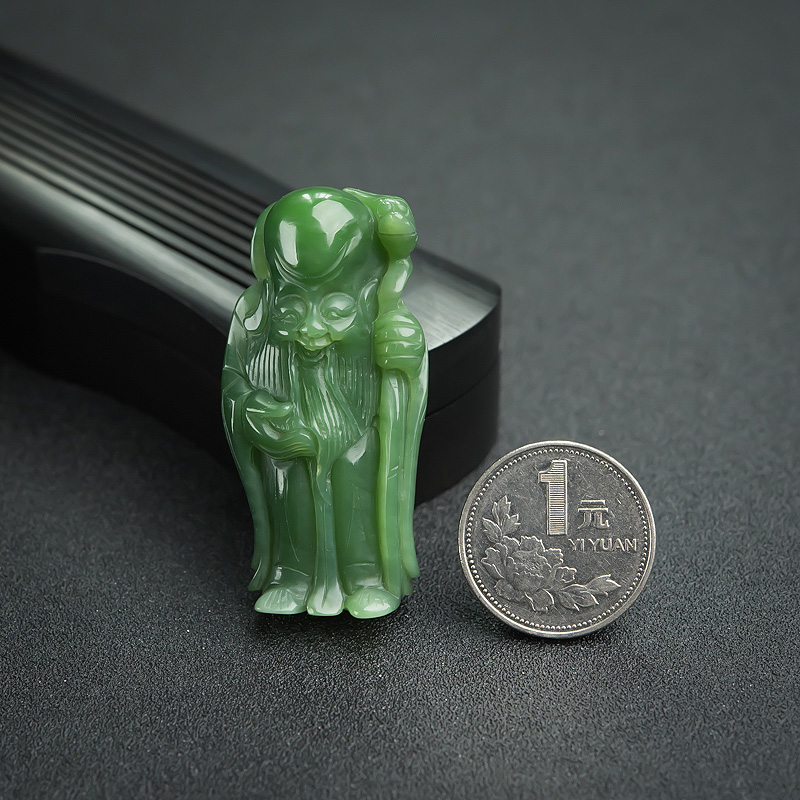  俄料碧玉寿公吊坠-红掌柜