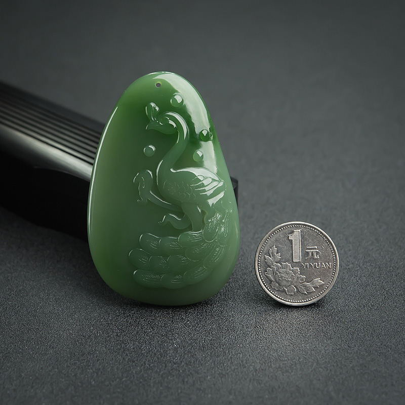 碧玉孔雀吊坠-红掌柜