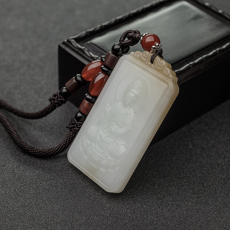 俄料和田玉山料观音吊坠-红掌柜