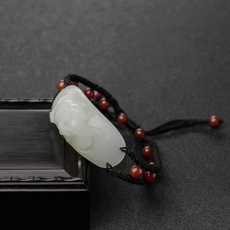 白玉山料财神手链-红掌柜